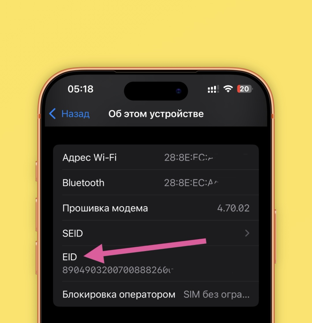 EID на iPhone - проверка поддержки eSIM